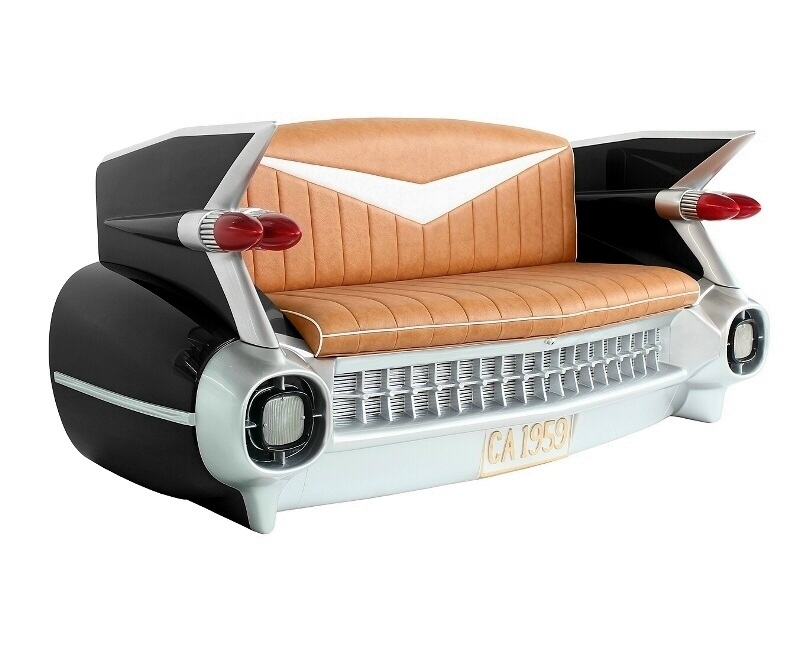 Vintage Cadillac Black Car Sofa Custom Made 